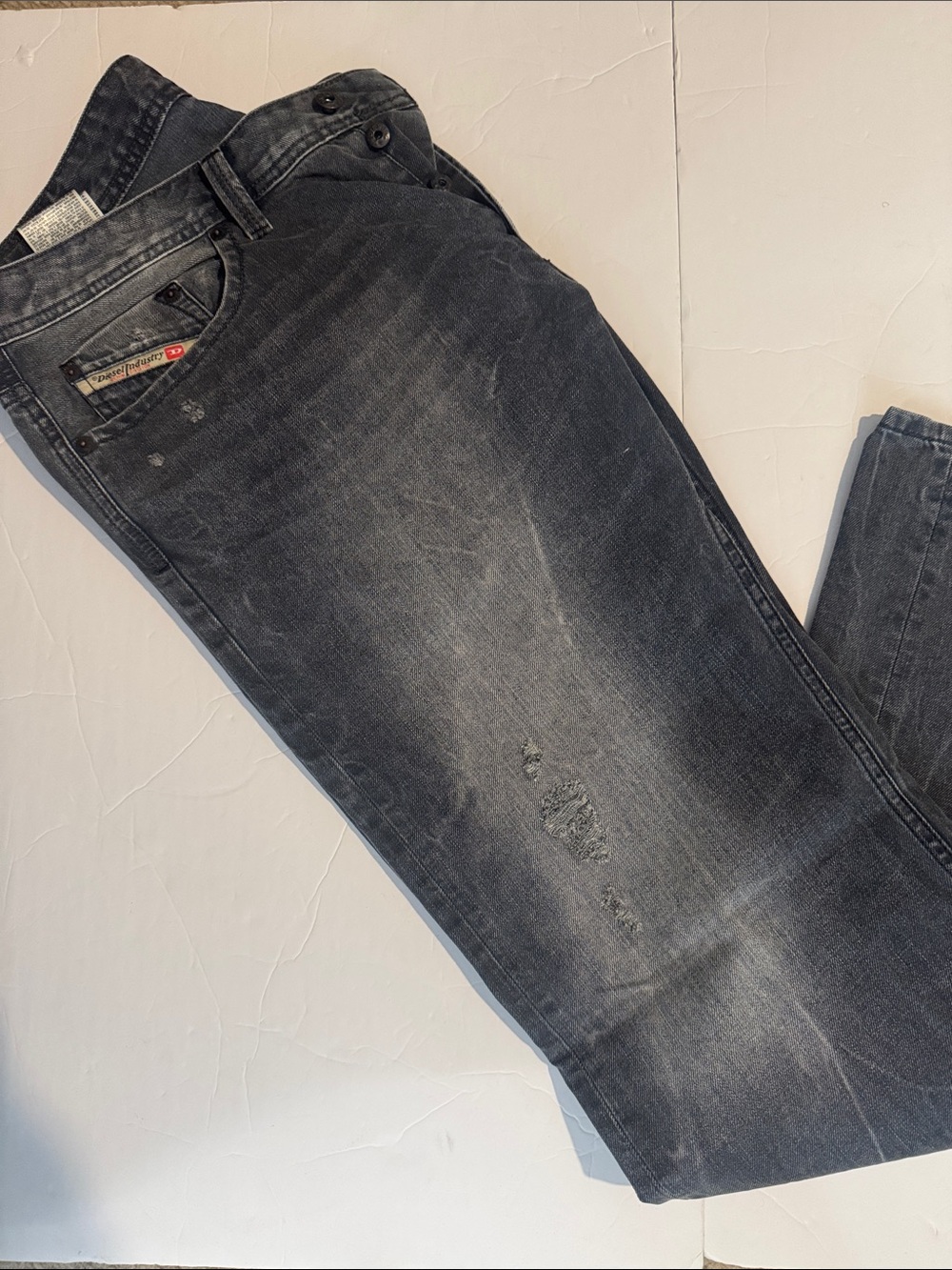 Diesel Men Slim Straight Washed Black Jeans - Picture 7 of 7